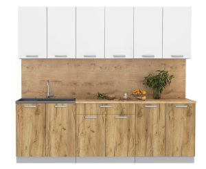 ГОТОВАЯ КУХНЯ ЛАЙТ 2,4 (БЕЛЫЙ/ ДУБ ЗОЛОТОЙ)