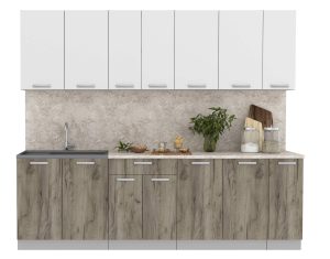 ГОТОВАЯ КУХНЯ ЛАЙТ 2,5 (БЕЛЫЙ/ ДУБ СЕРЫЙ)