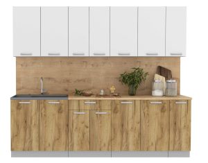 ГОТОВАЯ КУХНЯ ЛАЙТ 2,5 (БЕЛЫЙ/ ДУБ ЗОЛОТОЙ)