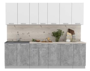 ГОТОВАЯ КУХНЯ ЛАЙТ 2,6 (БЕЛЫЙ/ БЕТОН)