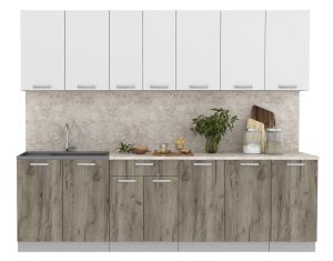 ГОТОВАЯ КУХНЯ ЛАЙТ 2,6 (БЕЛЫЙ/ ДУБ СЕРЫЙ)