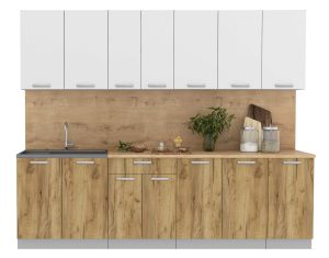 ГОТОВАЯ КУХНЯ ЛАЙТ 2,6 (БЕЛЫЙ/ ДУБ ЗОЛОТОЙ)