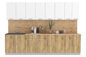 ГОТОВАЯ КУХНЯ ЛАЙТ 3,0 (БЕЛЫЙ/ ДУБ ЗОЛОТОЙ)