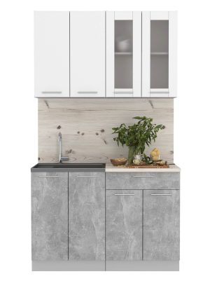 ГОТОВАЯ КУХНЯ МИЛА 1,2 (БЕЛЫЙ/ БЕТОН)