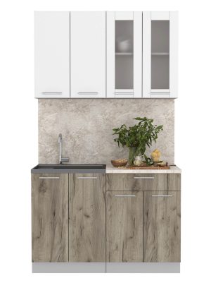 ГОТОВАЯ КУХНЯ МИЛА 1,2 (БЕЛЫЙ/ ДУБ СЕРЫЙ)