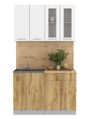 ГОТОВАЯ КУХНЯ МИЛА 1,2 (БЕЛЫЙ/ ДУБ ЗОЛОТОЙ)