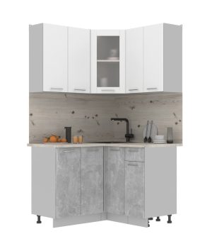 ГОТОВАЯ КУХНЯ МИЛА 1,2X1,2 (БЕЛЫЙ/ БЕТОН)