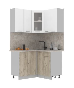 ГОТОВАЯ КУХНЯ МИЛА 1,2X1,2 (БЕЛЫЙ/ ДУБ СЕРЫЙ)