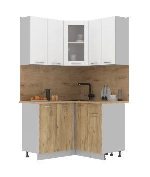 ГОТОВАЯ КУХНЯ МИЛА 1,2X1,2 (БЕЛЫЙ/ ДУБ ЗОЛОТОЙ)