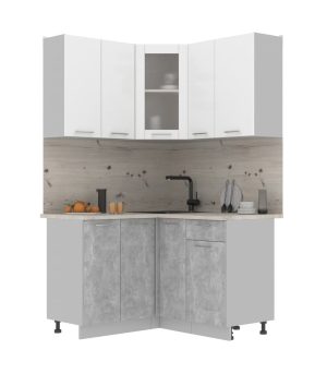 ГОТОВАЯ КУХНЯ МИЛА 1,2X1,3 (БЕЛЫЙ/ БЕТОН)