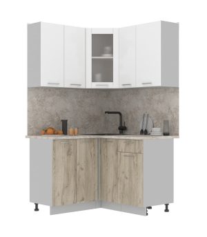 ГОТОВАЯ КУХНЯ МИЛА 1,2X1,3 (БЕЛЫЙ/ ДУБ СЕРЫЙ)