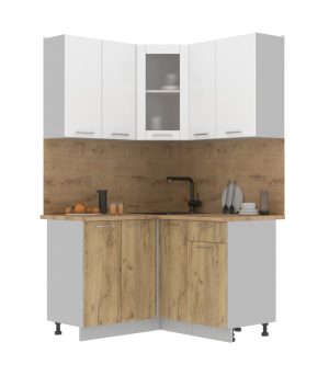 ГОТОВАЯ КУХНЯ МИЛА 1,2X1,3 (БЕЛЫЙ/ ДУБ ЗОЛОТОЙ)