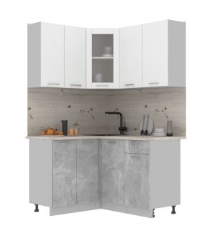 ГОТОВАЯ КУХНЯ МИЛА 1,2X1,4 (БЕЛЫЙ/ БЕТОН)
