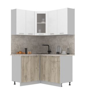 ГОТОВАЯ КУХНЯ МИЛА 1,2X1,4 (БЕЛЫЙ/ ДУБ СЕРЫЙ)