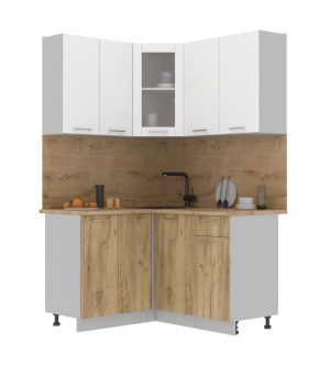 ГОТОВАЯ КУХНЯ МИЛА 1,2X1,4 (БЕЛЫЙ/ ДУБ ЗОЛОТОЙ)
