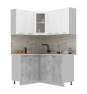 ГОТОВАЯ КУХНЯ МИЛА 1,2X1,5 (БЕЛЫЙ/ БЕТОН)