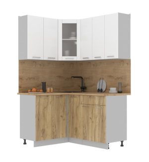ГОТОВАЯ КУХНЯ МИЛА 1,2X1,5 (БЕЛЫЙ/ ДУБ ЗОЛОТОЙ)
