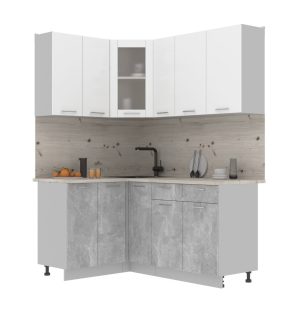ГОТОВАЯ КУХНЯ МИЛА 1,2X1,7 (БЕЛЫЙ/ БЕТОН)