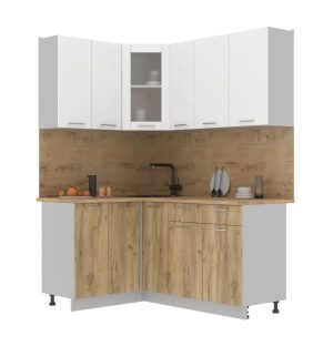 ГОТОВАЯ КУХНЯ МИЛА 1,2X1,7 (БЕЛЫЙ/ ДУБ ЗОЛОТОЙ)