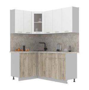 ГОТОВАЯ КУХНЯ МИЛА 1,2X1,8 (БЕЛЫЙ/ ДУБ СЕРЫЙ)