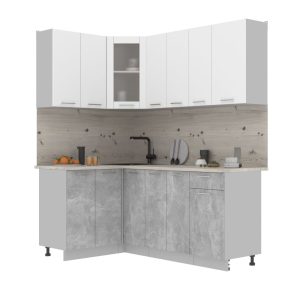 ГОТОВАЯ КУХНЯ МИЛА 1,2X1,9 (БЕЛЫЙ/ БЕТОН)