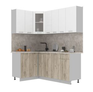 ГОТОВАЯ КУХНЯ МИЛА 1,2X1,9 (БЕЛЫЙ/ ДУБ СЕРЫЙ)