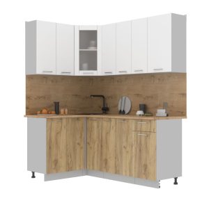 ГОТОВАЯ КУХНЯ МИЛА 1,2X1,9 (БЕЛЫЙ/ ДУБ ЗОЛОТОЙ)