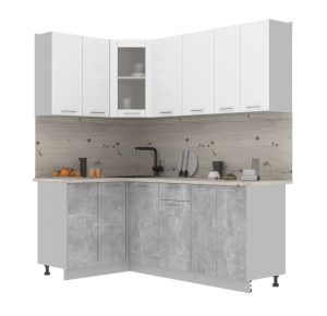 ГОТОВАЯ КУХНЯ МИЛА 1,2X2,0 (БЕЛЫЙ/ БЕТОН)
