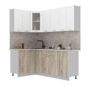 ГОТОВАЯ КУХНЯ МИЛА 1,2X2,0 (БЕЛЫЙ/ ДУБ СЕРЫЙ)