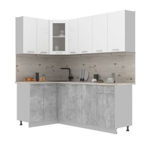 ГОТОВАЯ КУХНЯ МИЛА 1,2X2,1 (БЕЛЫЙ/ БЕТОН)