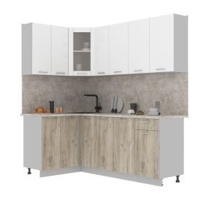 ГОТОВАЯ КУХНЯ МИЛА 1,2X2,1 (БЕЛЫЙ/ ДУБ СЕРЫЙ)