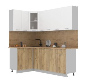 ГОТОВАЯ КУХНЯ МИЛА 1,2X2,1 (БЕЛЫЙ/ ДУБ ЗОЛОТОЙ)