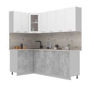 ГОТОВАЯ КУХНЯ МИЛА 1,2X2,2 (БЕЛЫЙ/ БЕТОН)