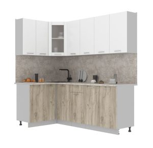 ГОТОВАЯ КУХНЯ МИЛА 1,2X2,2 (БЕЛЫЙ/ ДУБ СЕРЫЙ)