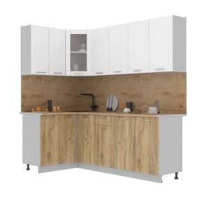 ГОТОВАЯ КУХНЯ МИЛА 1,2X2,2 (БЕЛЫЙ/ ДУБ ЗОЛОТОЙ)