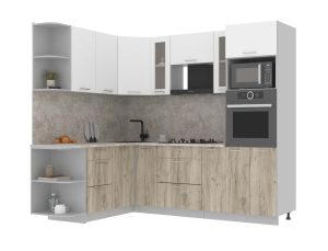 ГОТОВАЯ КУХНЯ МИЛА 1,68X2,40 (БЕЛЫЙ/ ДУБ СЕРЫЙ)