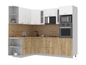 ГОТОВАЯ КУХНЯ МИЛА 1,68X2,40 (БЕЛЫЙ/ ДУБ ЗОЛОТОЙ)