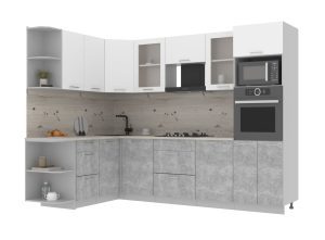 ГОТОВАЯ КУХНЯ МИЛА 1,68X2,80 (БЕЛЫЙ/ БЕТОН)