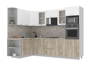 ГОТОВАЯ КУХНЯ МИЛА 1,68X2,80 (БЕЛЫЙ/ ДУБ СЕРЫЙ)