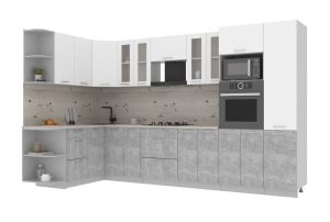 ГОТОВАЯ КУХНЯ МИЛА 1,68X3,40 (БЕЛЫЙ/ БЕТОН)