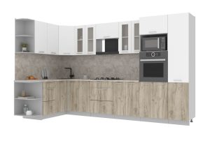 ГОТОВАЯ КУХНЯ МИЛА 1,68X3,40 (БЕЛЫЙ/ ДУБ СЕРЫЙ)