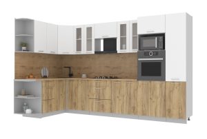 ГОТОВАЯ КУХНЯ МИЛА 1,68X3,40 (БЕЛЫЙ/ ДУБ ЗОЛОТОЙ)