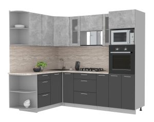 ГОТОВАЯ КУХНЯ МИЛА 1,68X2,40 (БЕТОН/ АНТРАЦИТ)