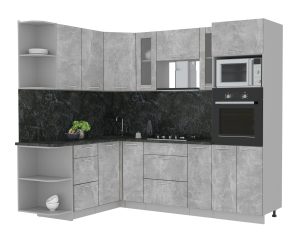 ГОТОВАЯ КУХНЯ МИЛА 1,68X2,40 (БЕТОН/ БЕТОН)