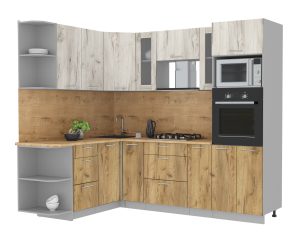 ГОТОВАЯ КУХНЯ МИЛА 1,68X2,40 (ДУБ БЕЛЫЙ/ ДУБ ЗОЛОТОЙ)
