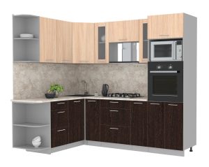 ГОТОВАЯ КУХНЯ МИЛА 1,68X2,40 (ДУБ МОЛОЧНЫЙ/ ВЕНГЕ)