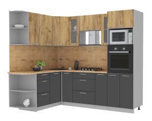 ГОТОВАЯ КУХНЯ МИЛА 1,68X2,40 (ДУБ ЗОЛОТОЙ/ АНТРАЦИТ)