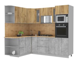 ГОТОВАЯ КУХНЯ МИЛА 1,68X2,40 (ДУБ ЗОЛОТОЙ/ БЕТОН)