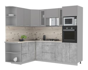 ГОТОВАЯ КУХНЯ МИЛА 1,68X2,40 (СЕРЕБРО/ БЕТОН)