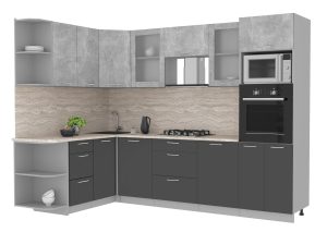 ГОТОВАЯ КУХНЯ МИЛА 1,68X2,80 (БЕТОН/ АНТРАЦИТ)